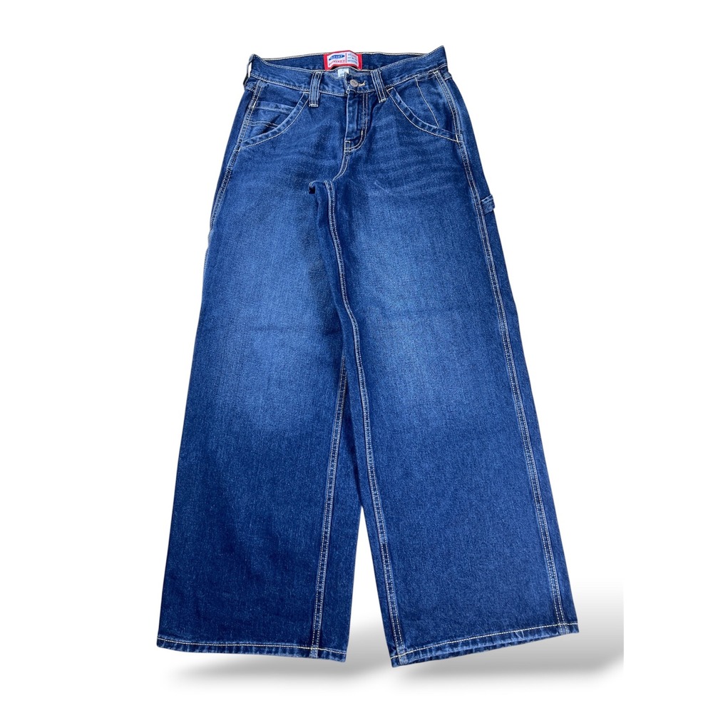 Old Navy Painters Pants Reissue Wide Leg Jeans Dark Wash Hammer Loop Size 0